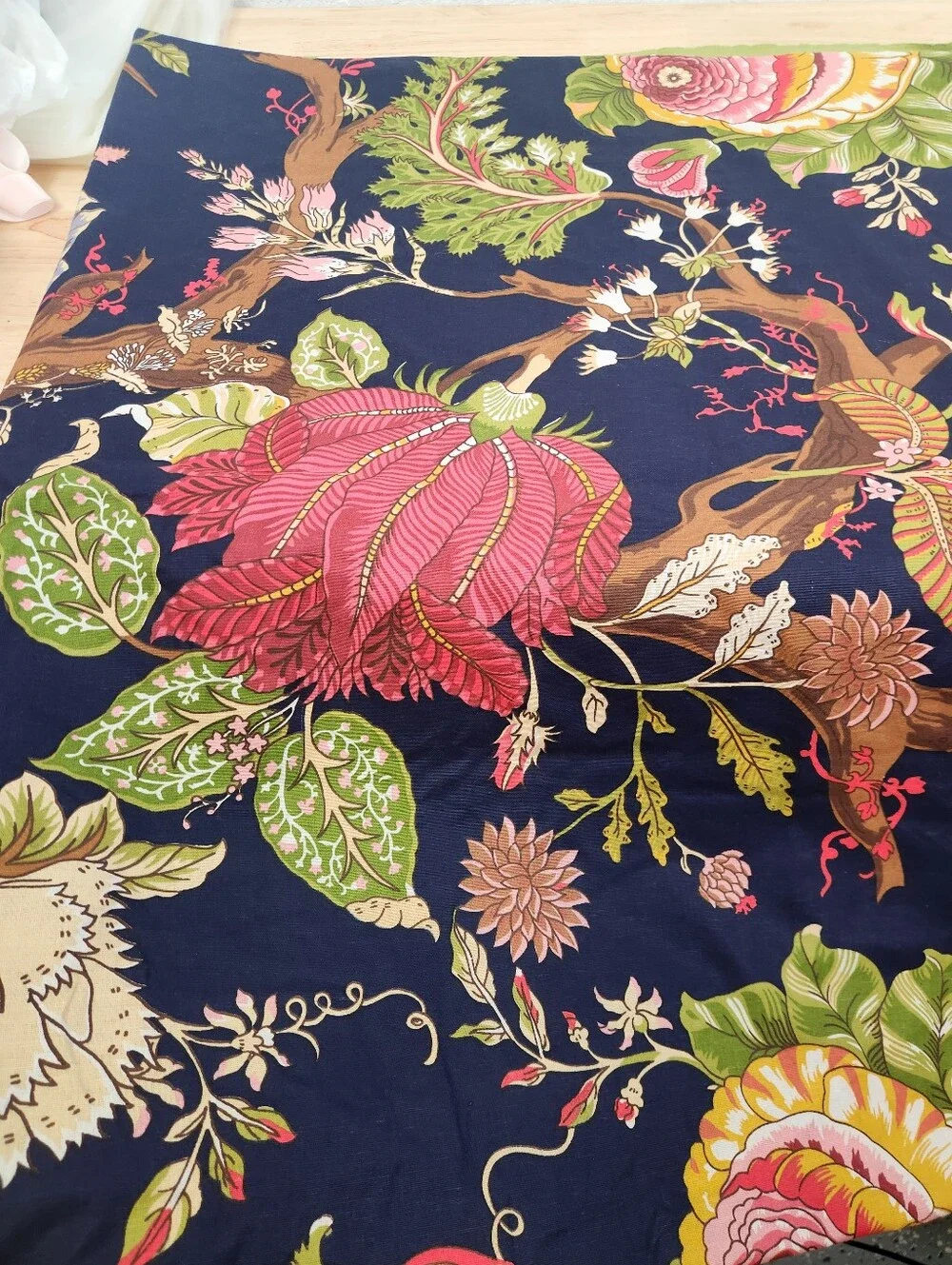 Pottery Barn Lana Palampore Duvet Cover Sz Twin Linen Blend Navy Floral